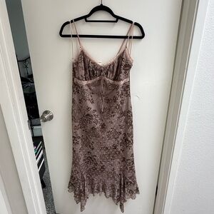 Elegant Lace Slip Dress in Brown